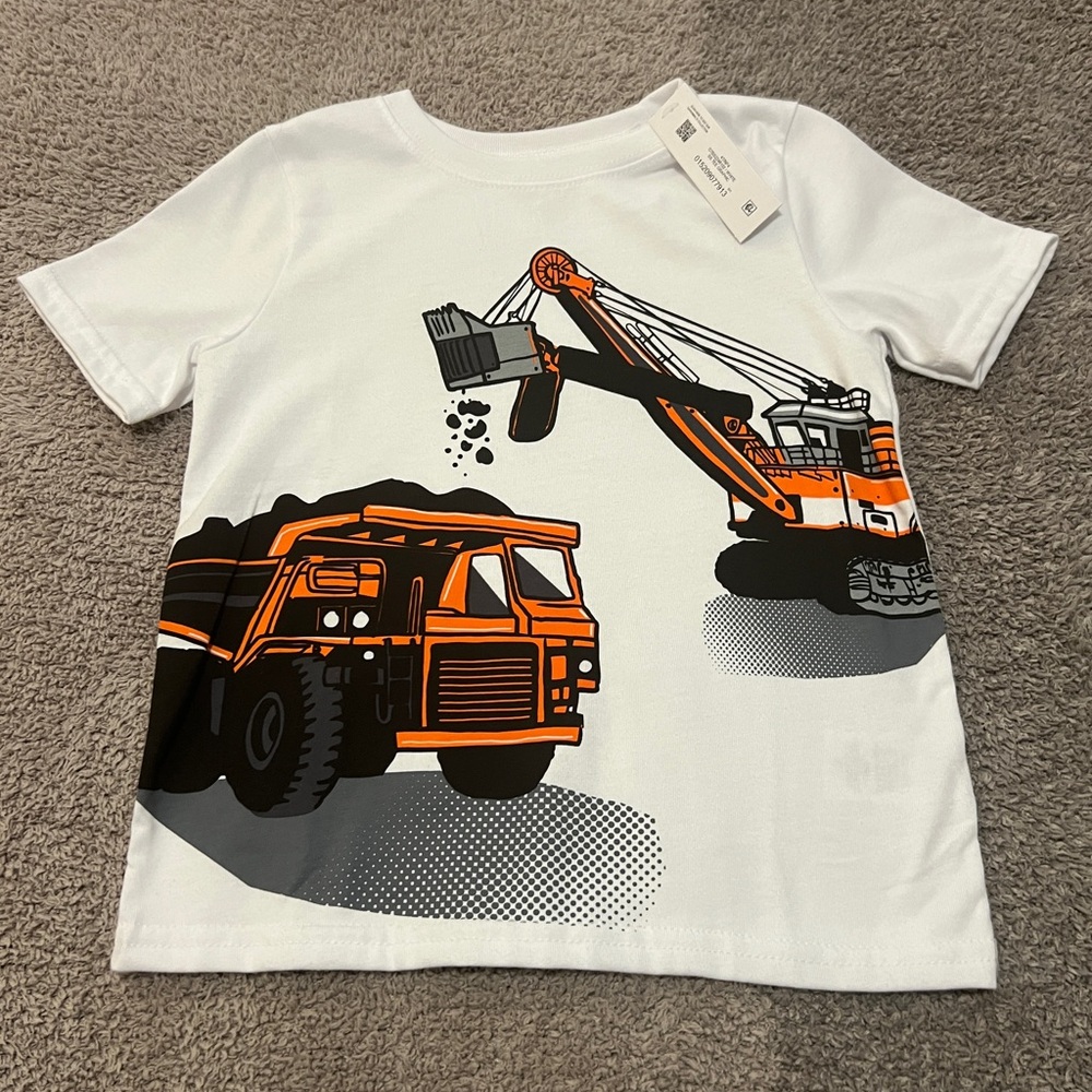 Garanimals White Tee with Orange and Black Crane Design